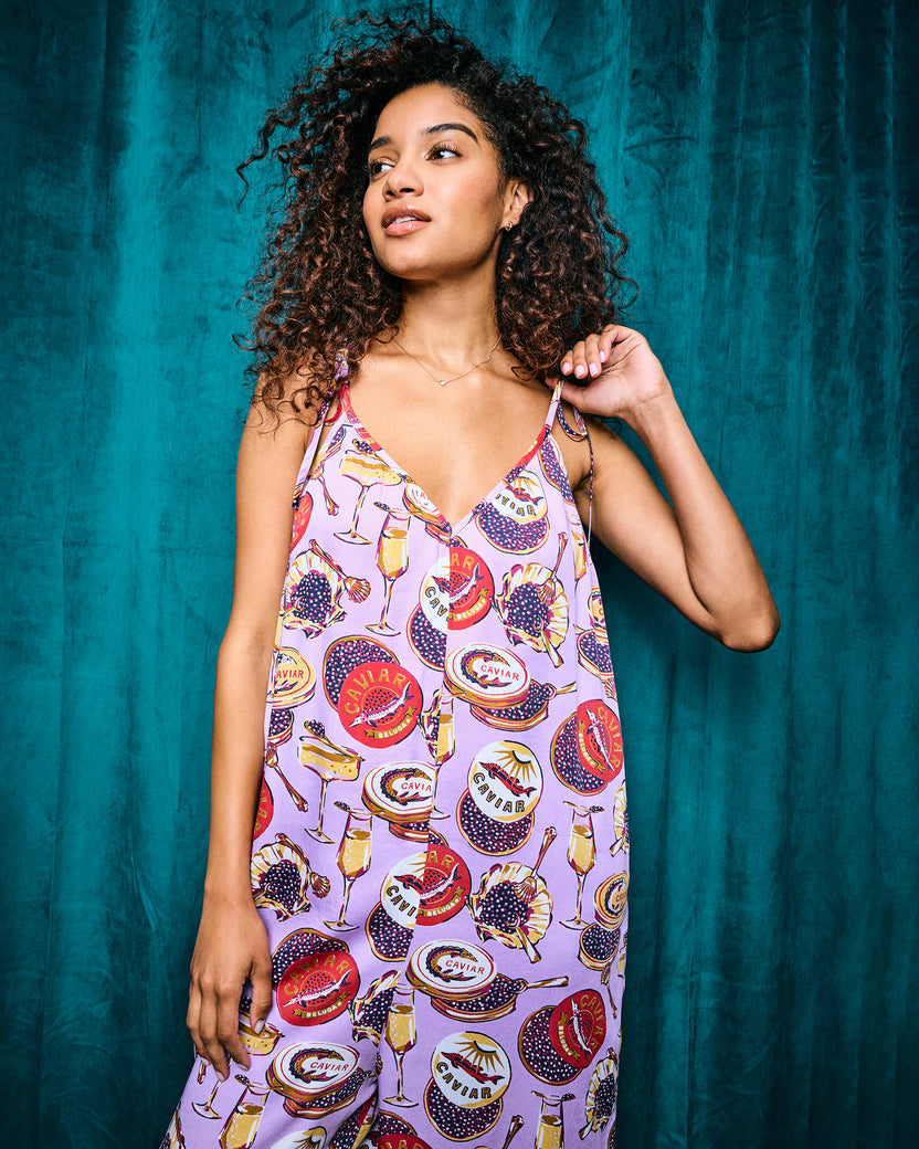Champagne & Caviar - Eco Satin Jaipur Jumpsuit - Lavender Spritz - Printfresh