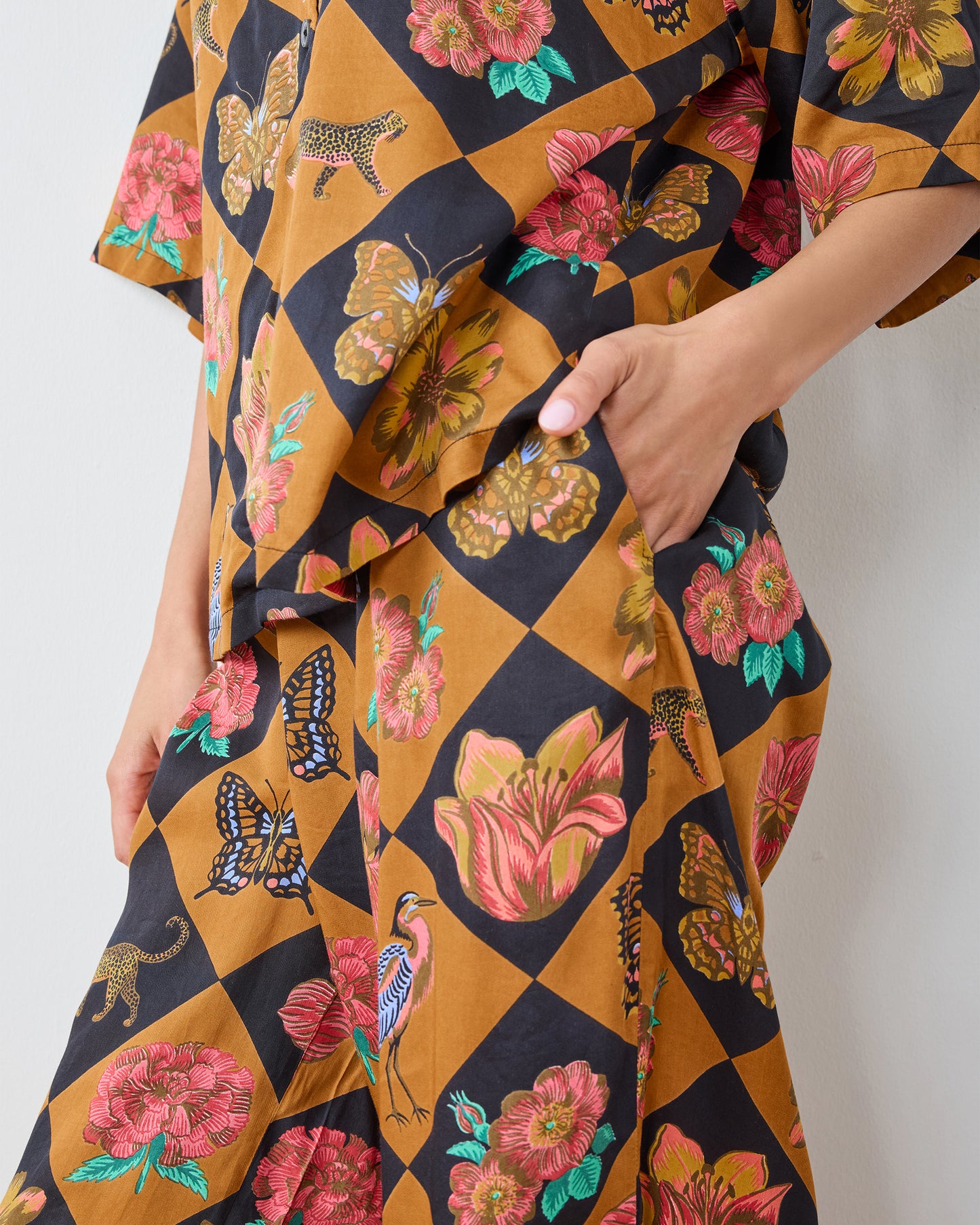 Botanical Checkerboard - Eco Satin Wildest Dreams Set - Caramel - Printfresh