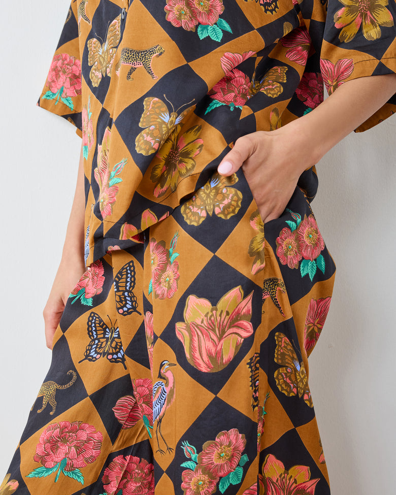 Botanical Checkerboard - Eco Satin Wildest Dreams Set - Caramel - Printfresh