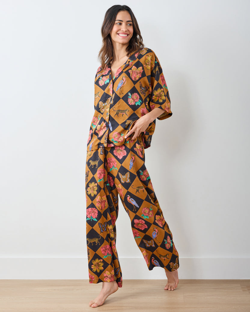 Botanical Checkerboard - Eco Satin Wildest Dreams Set - Caramel - Printfresh