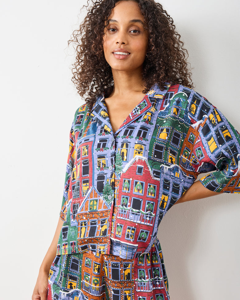 Manhattan Christmas - Eco Satin Sweet Dreams Set - Cozy Brownstone - Printfresh