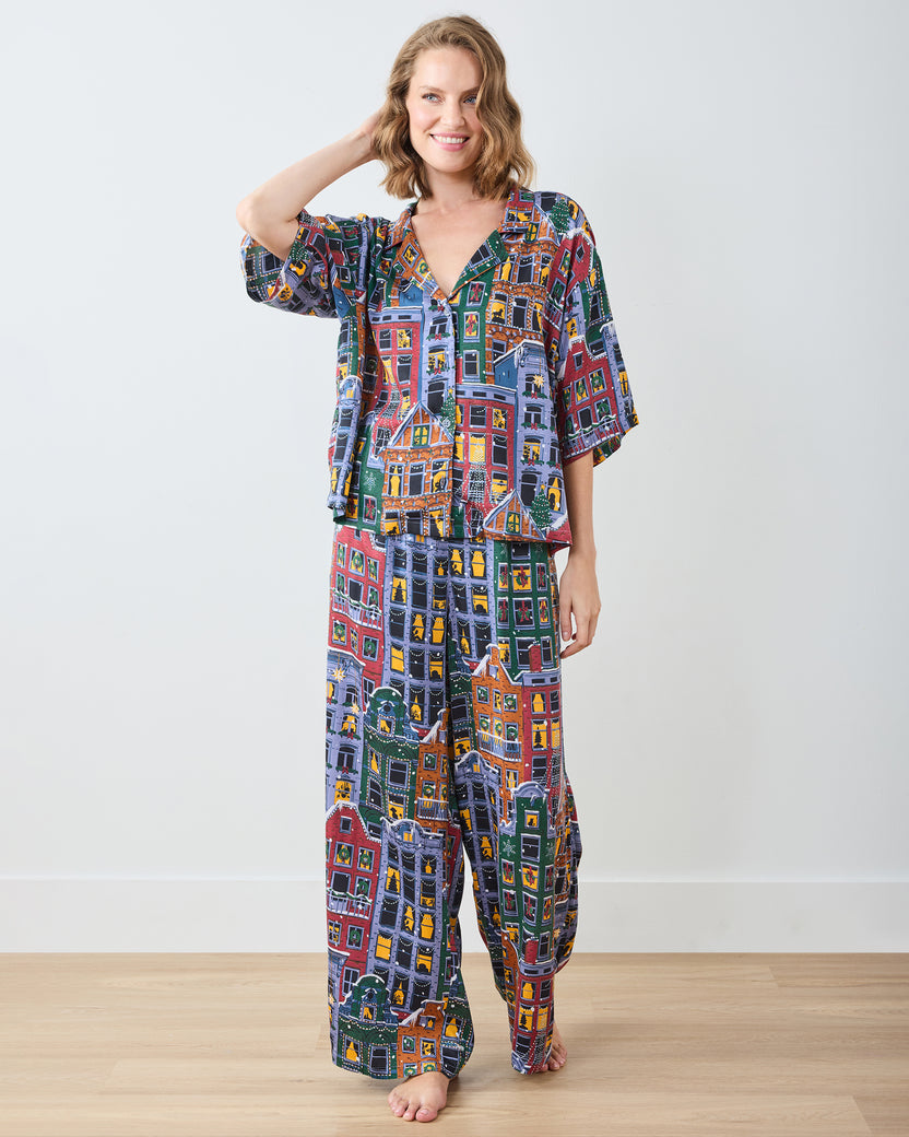 Manhattan Christmas - Eco Satin Wildest Dreams Set - Cozy Brownstone - Printfresh