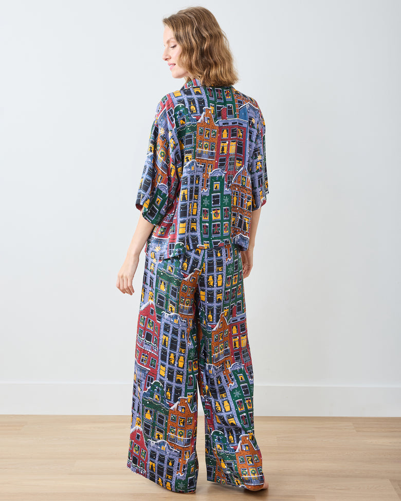 Manhattan Christmas - Eco Satin Wildest Dreams Set - Cozy Brownstone - Printfresh