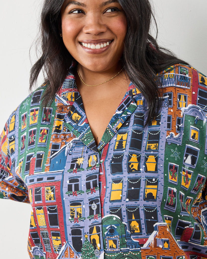 Manhattan Christmas - Eco Satin Wildest Dreams Set - Cozy Brownstone - Printfresh