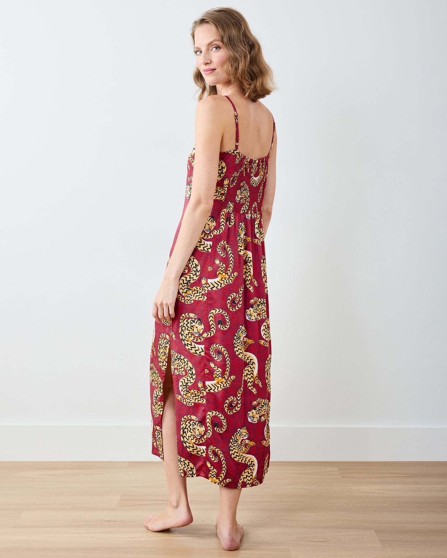 Twisted Tiger - Eco Satin Chic To Sleep Nightie - Merlot - Printfresh