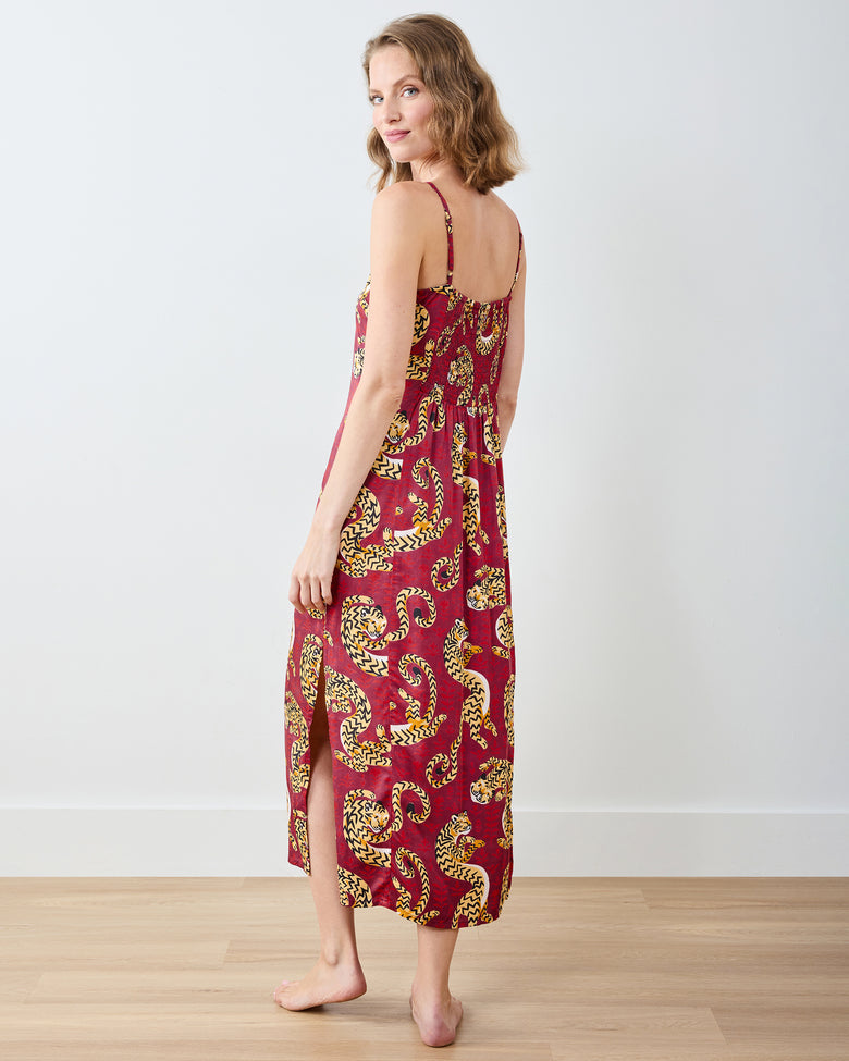 Twisted Tiger - Eco Satin Chic To Sleep Nightie - Merlot - Printfresh
