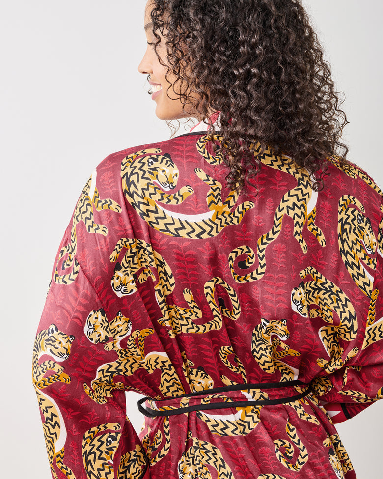 Twisted Tiger - Eco Satin Robe - Merlot - Printfresh