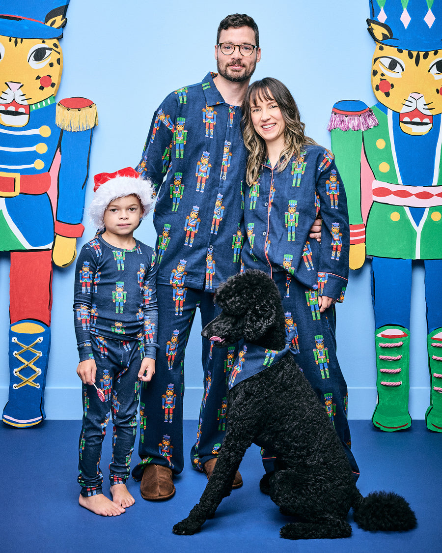 Leopard Nutcrackers - Kids Snug Fit PJ Set - Navy - Printfresh