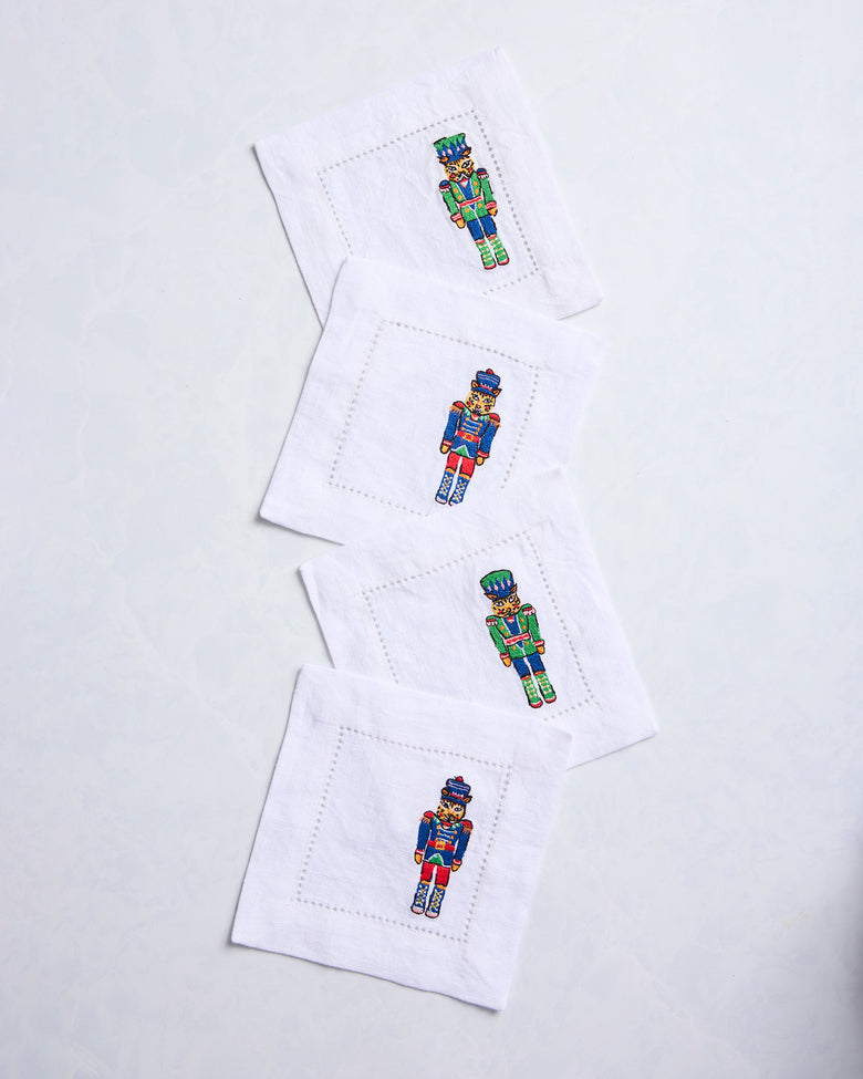 Leopard Nutcrackers - Set of 4 Cocktail Napkins - Navy - Printfresh