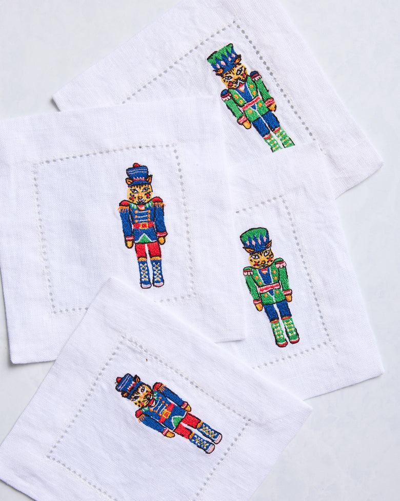 Leopard Nutcrackers - Set of 4 Cocktail Napkins - Navy - Printfresh