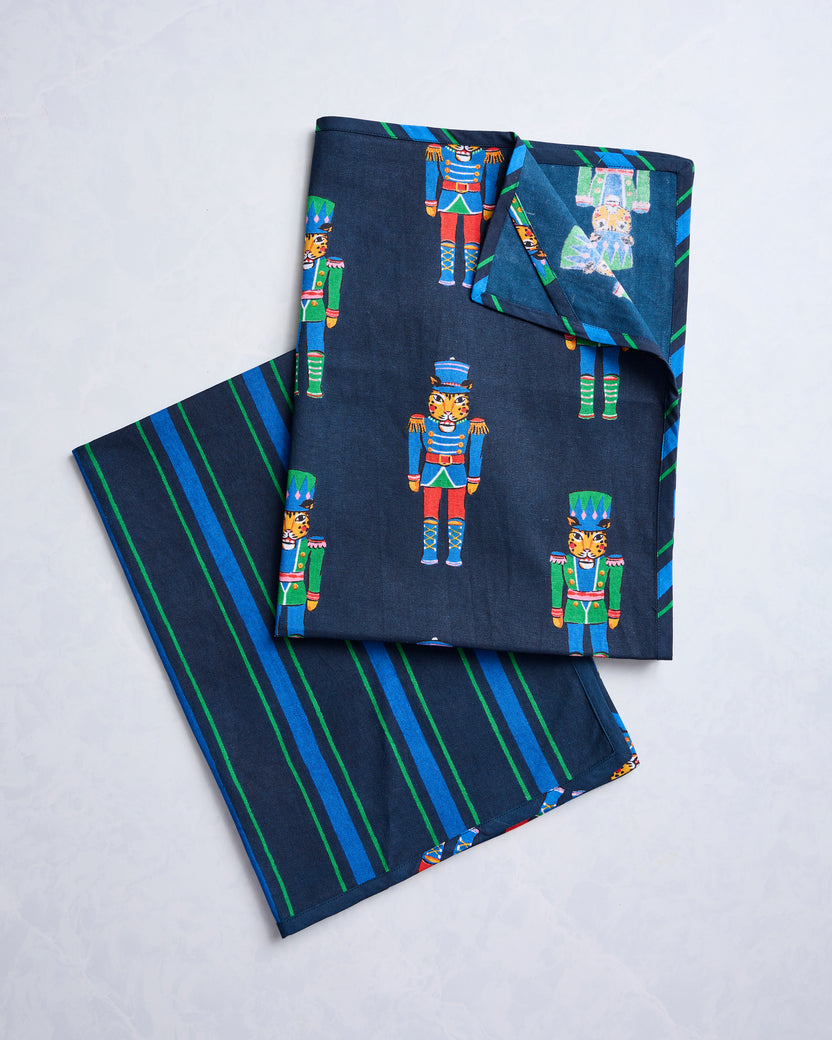 Leopard Nutcrackers - Tea Towel Set of 2 - Navy - Printfresh