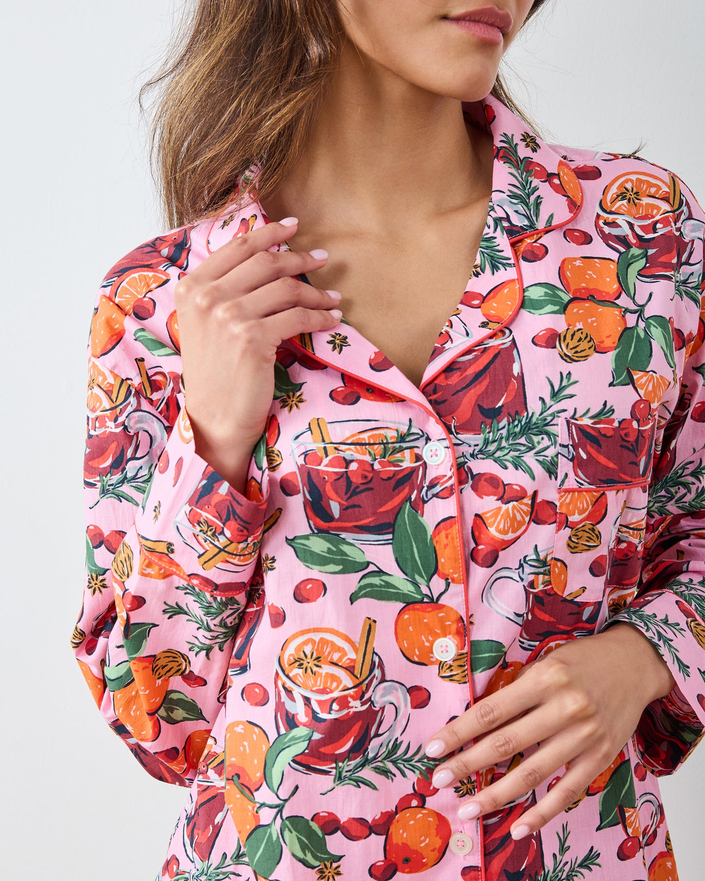 Mulled Wine - Long PJ Set - Pink Tinsel - Printfresh