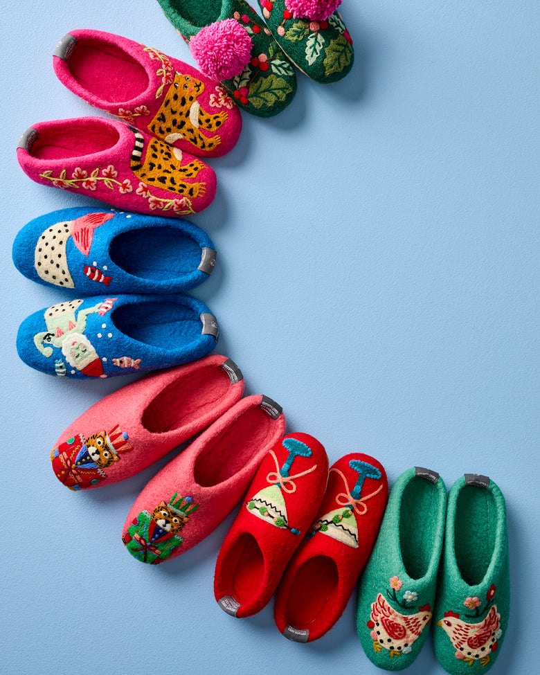 French Knot X PF - Bagheera Slipper - Hot Pink - Printfresh