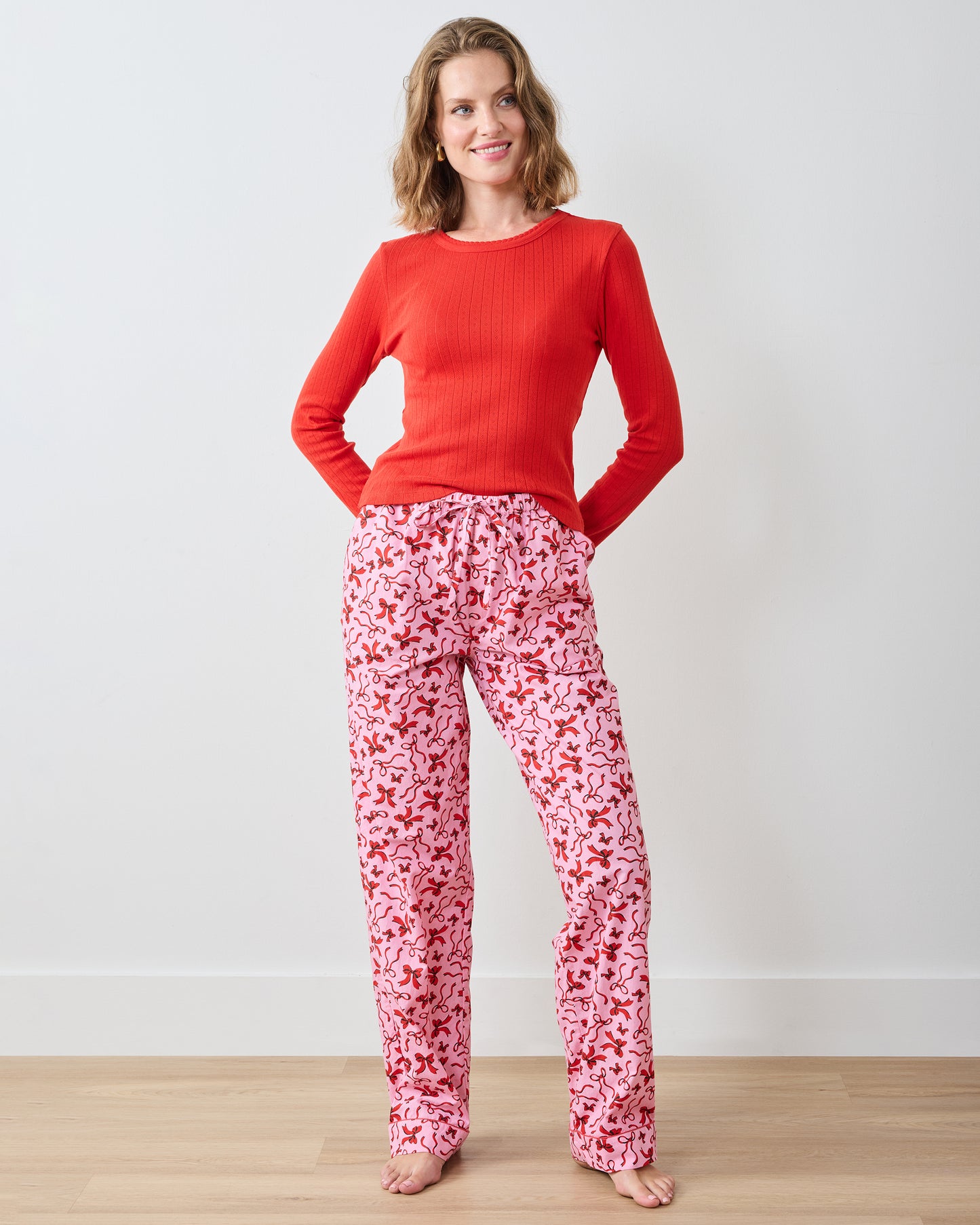 Red Ribbons - PJ Pants - Pink Tinsel - Printfresh