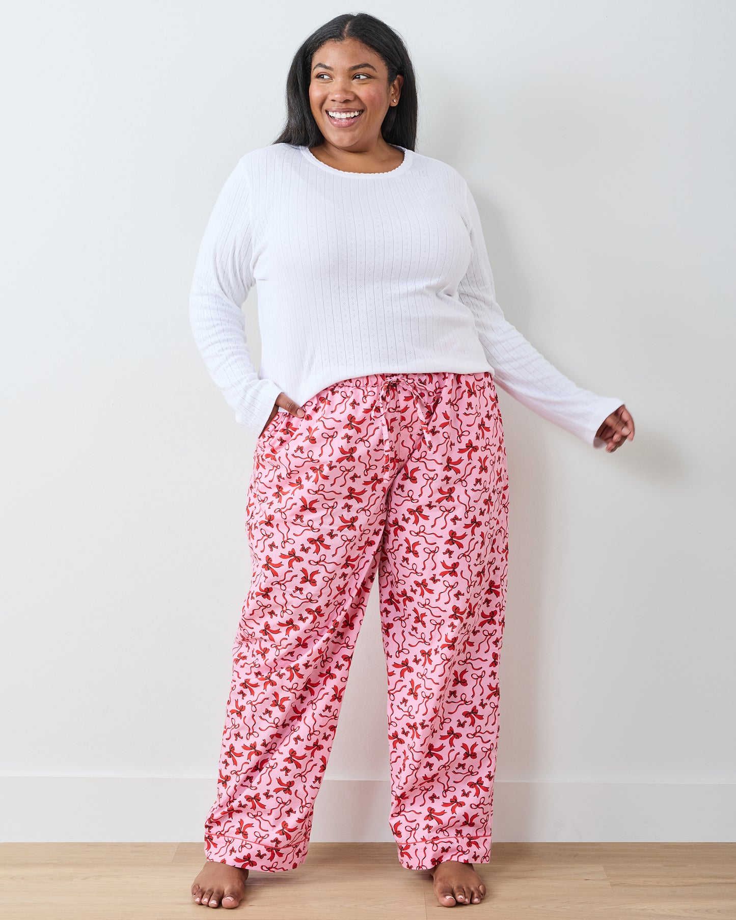 Red Ribbons - PJ Pants - Pink Tinsel - Printfresh