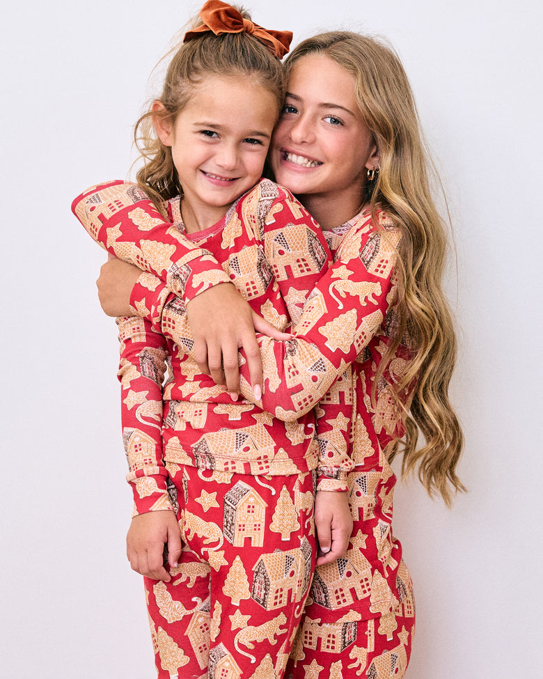Gingerbread Party - Kids Snug Fit PJ Set - Ruby - Printfresh