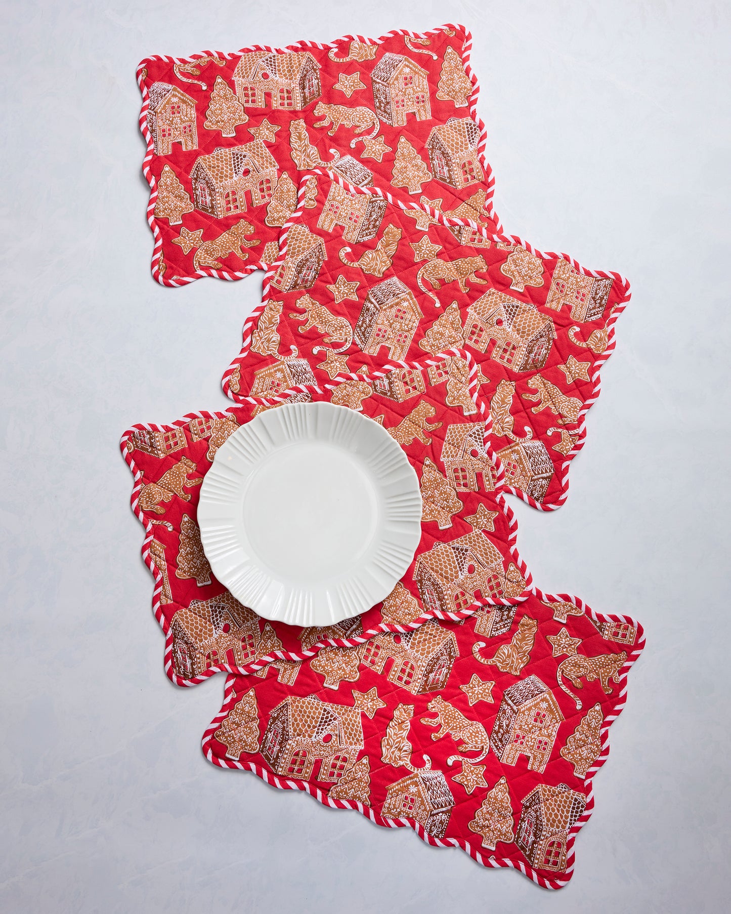 Gingerbread Party - Set of 4 Placemats - Ruby - Printfresh