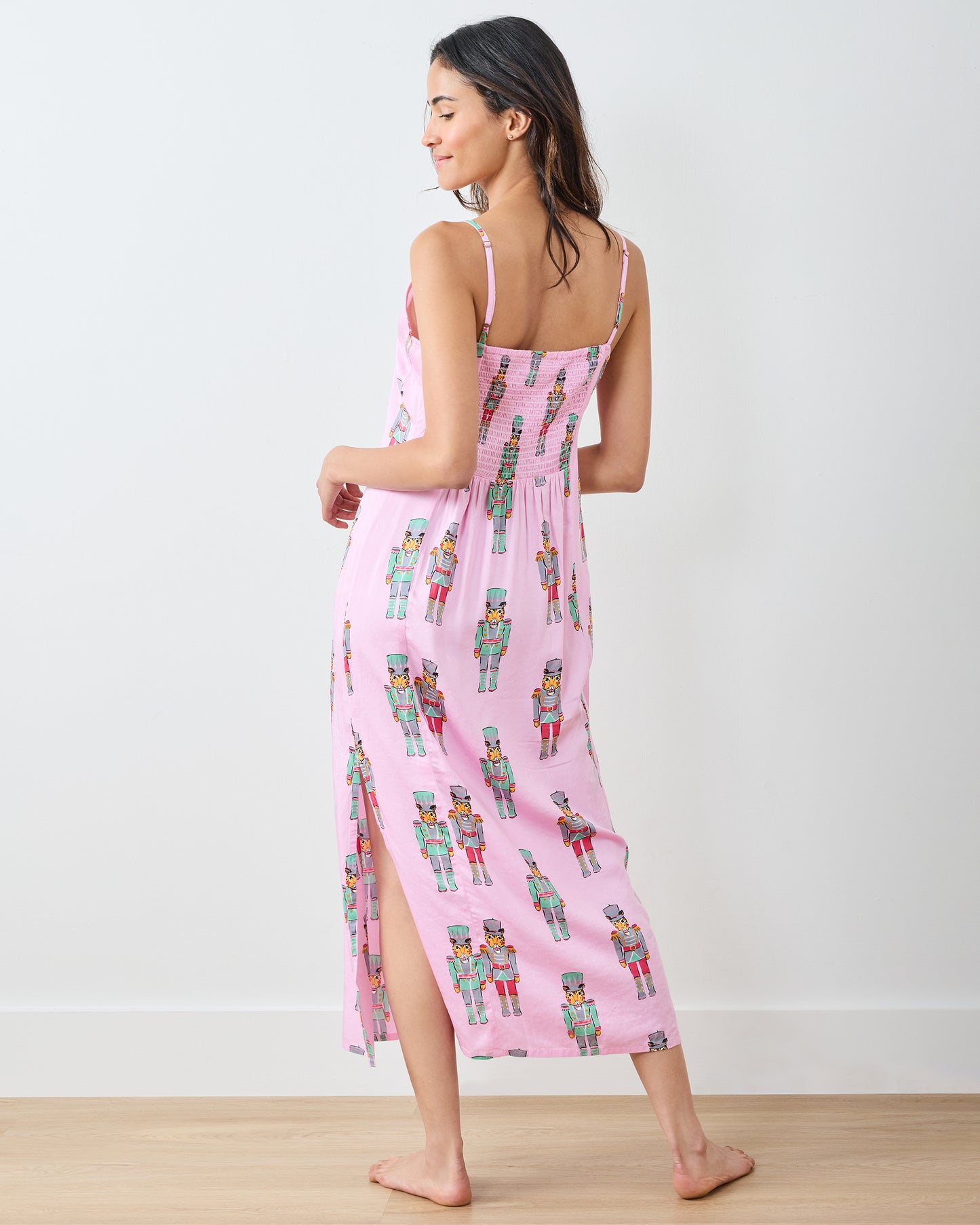 Leopard Nutcrackers - Eco Satin Chic to Sleep Nightie - Pink Candy Cane - Printfresh