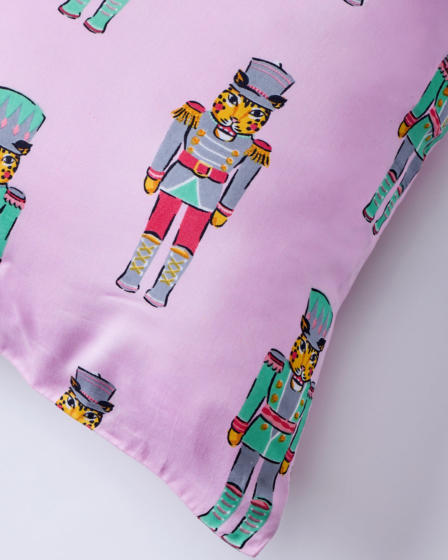 Leopard Nutcrackers - Eco Satin Pillowcase - Pink Candy Cane - Printfresh