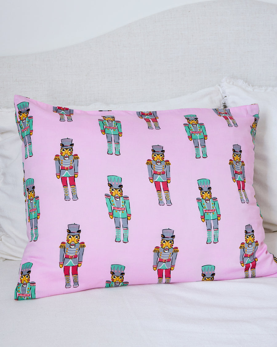 Leopard Nutcrackers - Eco Satin Pillowcase - Pink Candy Cane - Printfresh