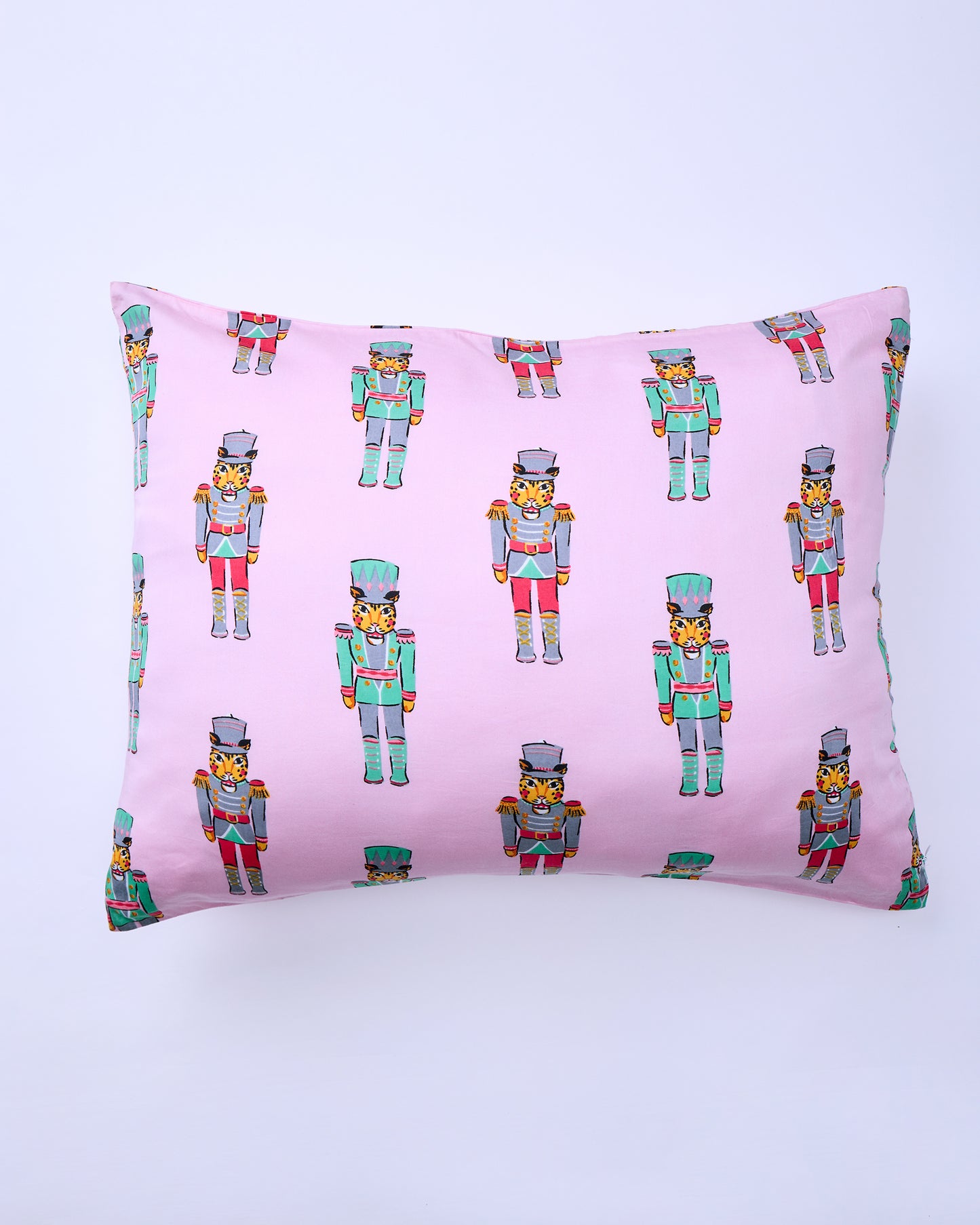 Leopard Nutcrackers - Eco Satin Pillowcase - Pink Candy Cane - Printfresh