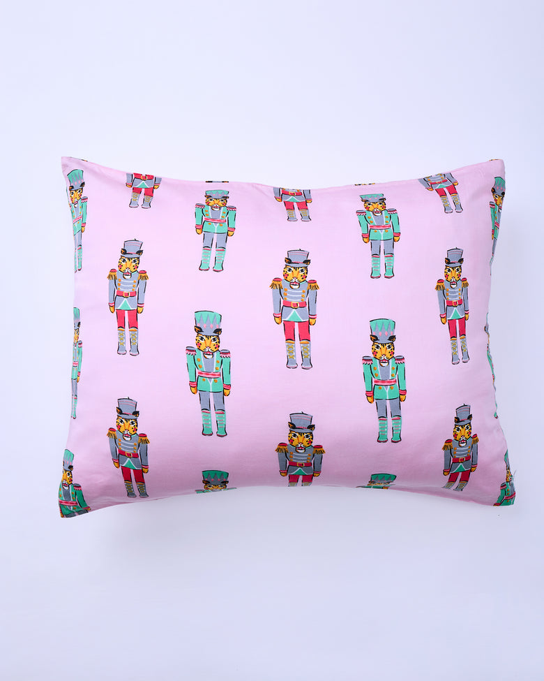 Leopard Nutcrackers - Eco Satin Pillowcase - Pink Candy Cane - Printfresh