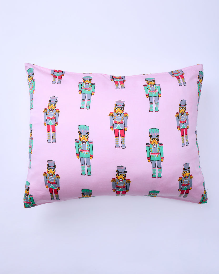Leopard Nutcrackers - Eco Satin Pillowcase - Pink Candy Cane - Printfresh