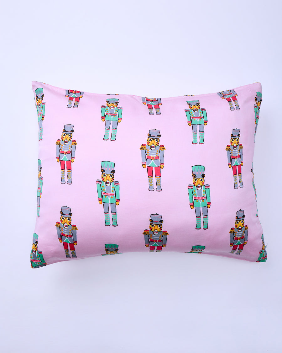 Leopard Nutcrackers - Eco Satin Pillowcase - Pink Candy Cane - Printfresh