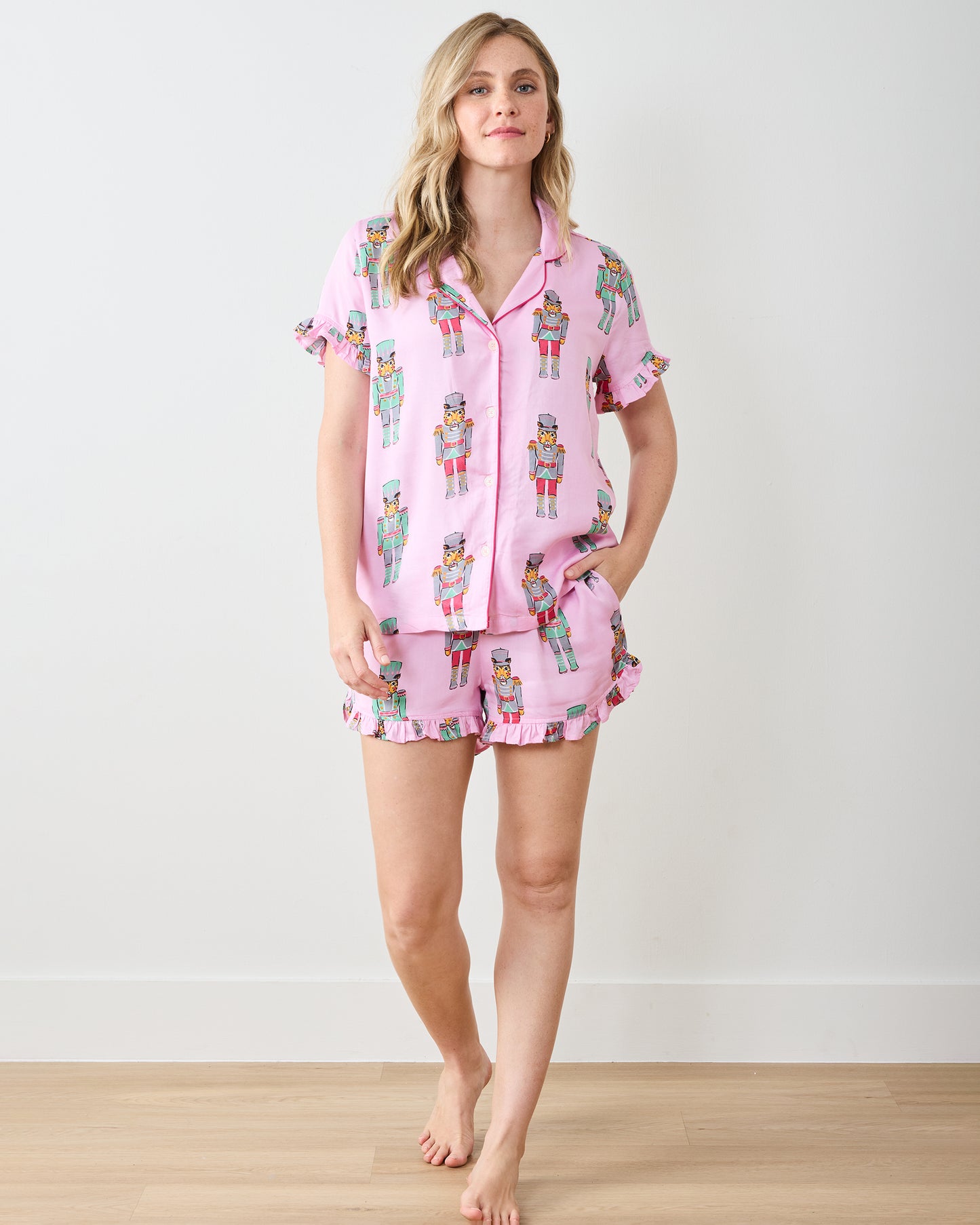 Leopard Nutcrackers - Eco Satin Ruffle Set - Pink Candy Cane - Printfresh