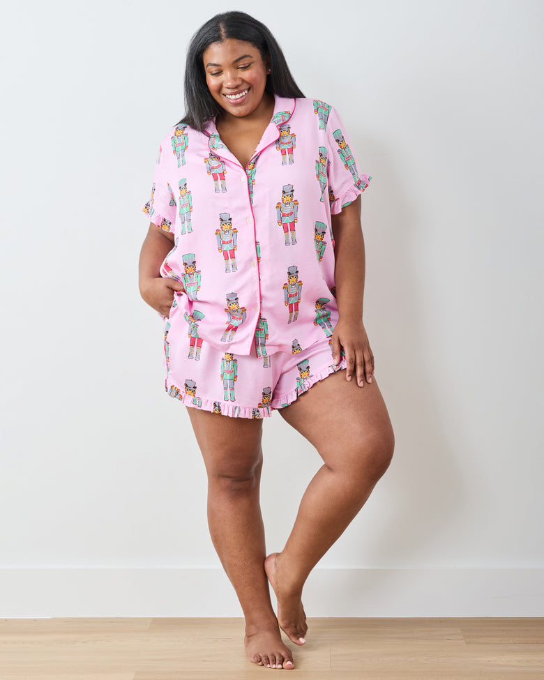 Leopard Nutcrackers - Eco Satin Ruffle Set - Pink Candy Cane - Printfresh