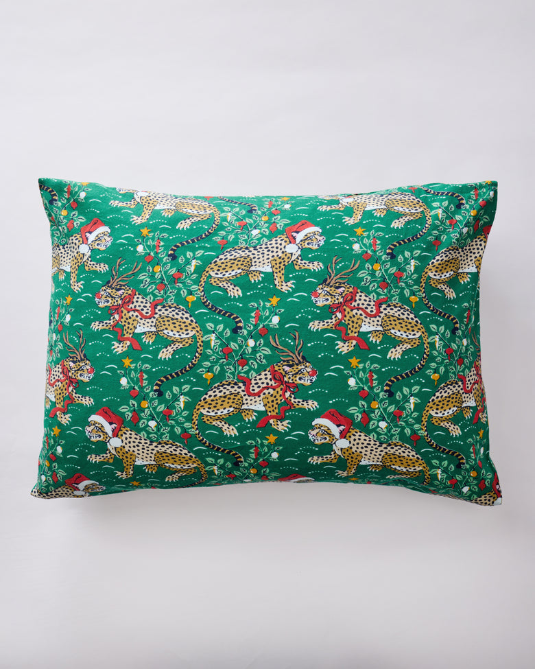 Very Merry Bagheera - Lightweight Flannel Pillowcase Set of 2 - Mistletoe - Printfresh