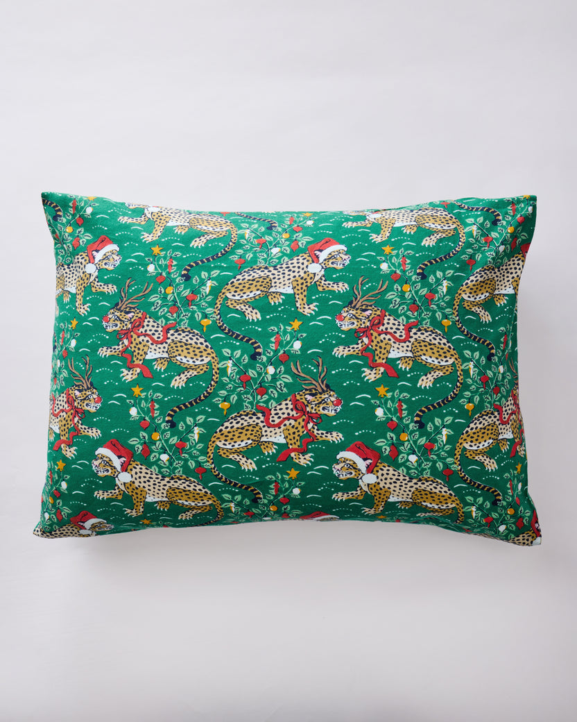 Very Merry Bagheera - Lightweight Flannel Pillowcase Set of 2 - Mistletoe - Printfresh