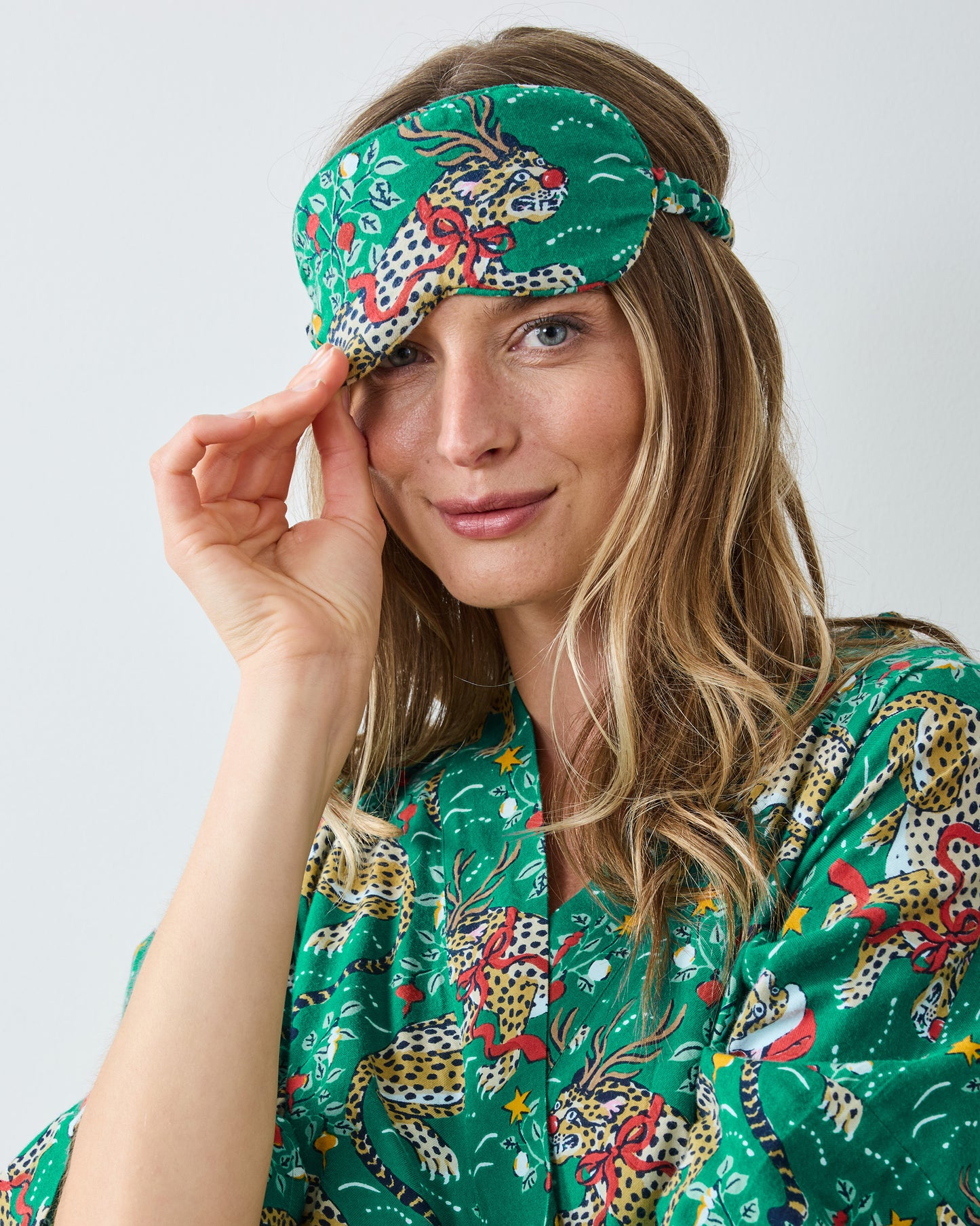 Very Merry Bagheera - Flannel Eye Mask - Mistletoe - Printfresh