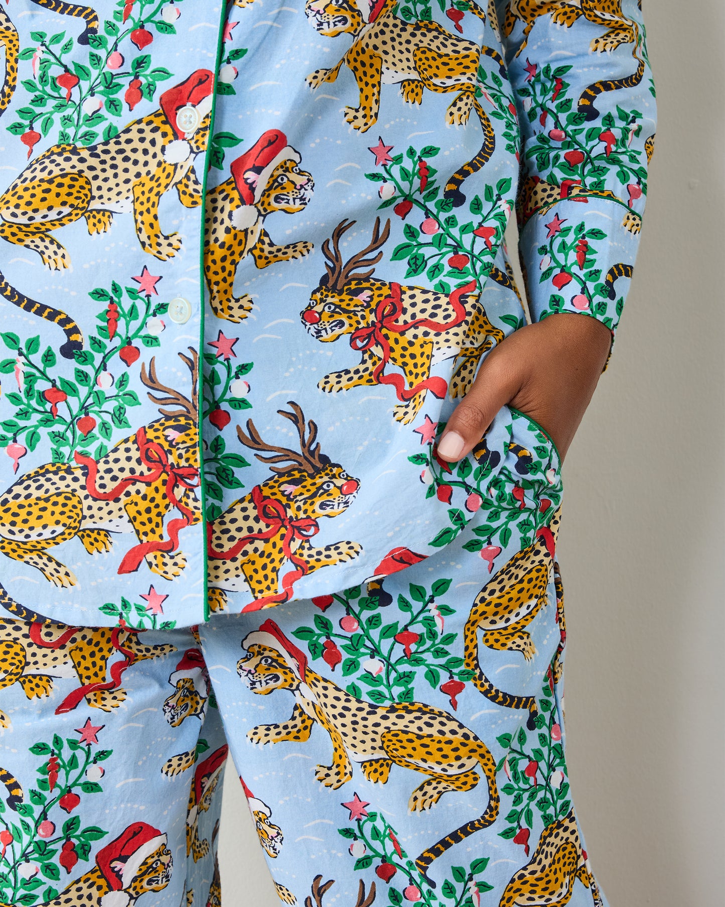 Very Merry Bagheera - Long PJ Set - Pale Blue - Printfresh