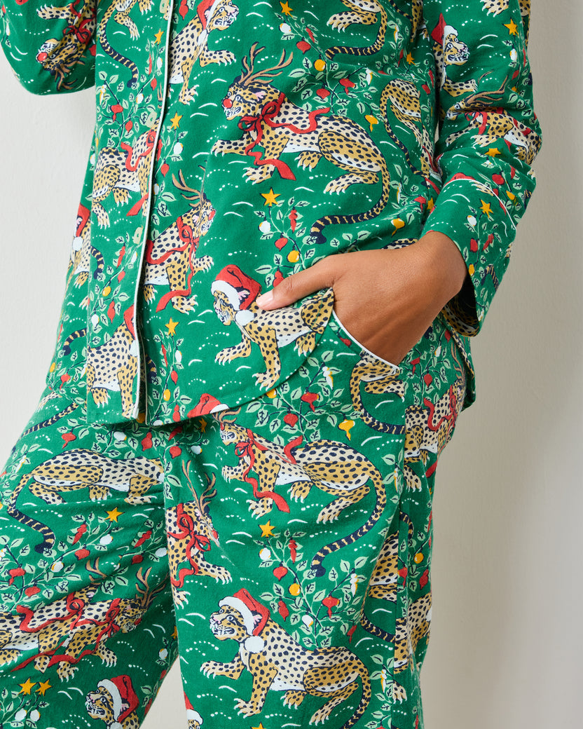 Very Merry Bagheera - Lightweight Flannel Long PJ Set - Mistletoe - Printfresh
