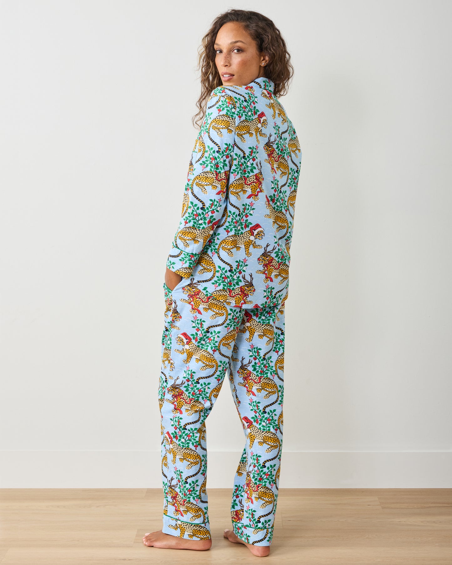 Very Merry Bagheera - Long PJ Set - Pale Blue