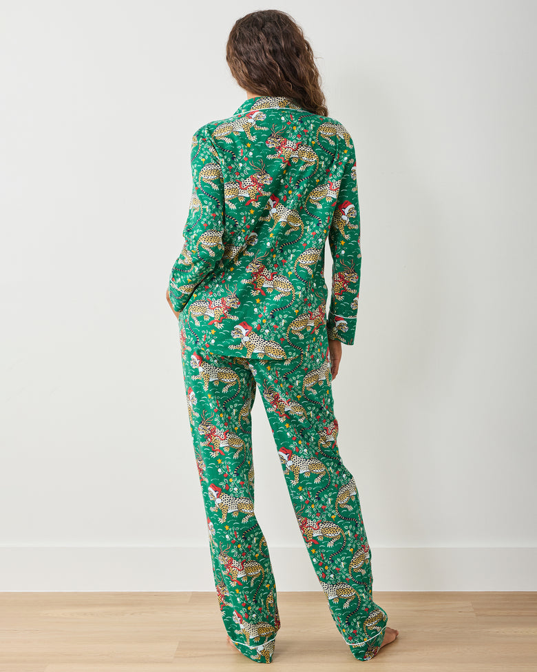 Very Merry Bagheera - Lightweight Flannel Long PJ Set - Mistletoe - Printfresh