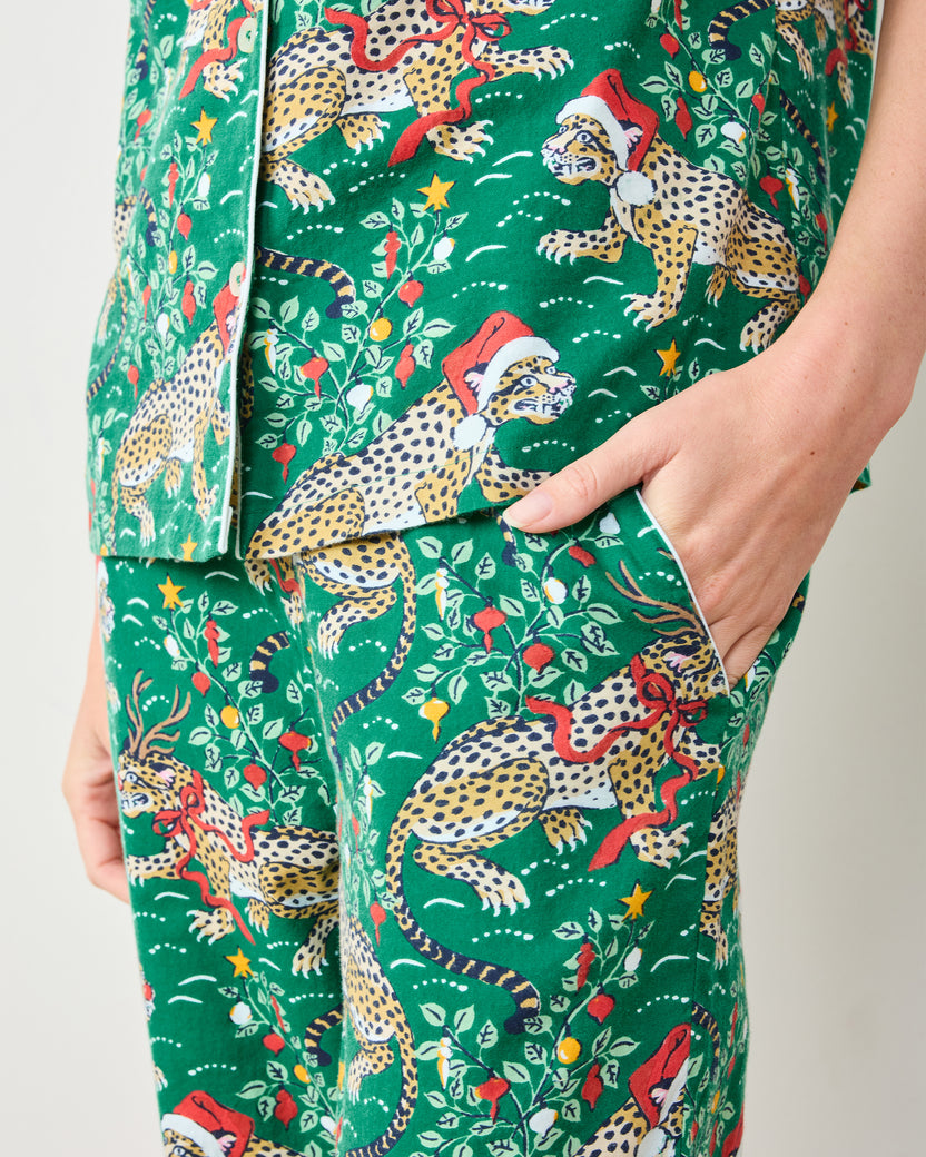 Very Merry Bagheera - Lightweight Flannel Short Sleeve & Long Pants Set - Mistletoe