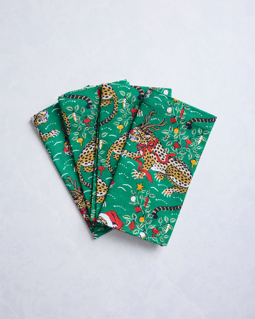 Very Merry Bagheera - Dinner Napkins Set of 4 - Mistletoe
