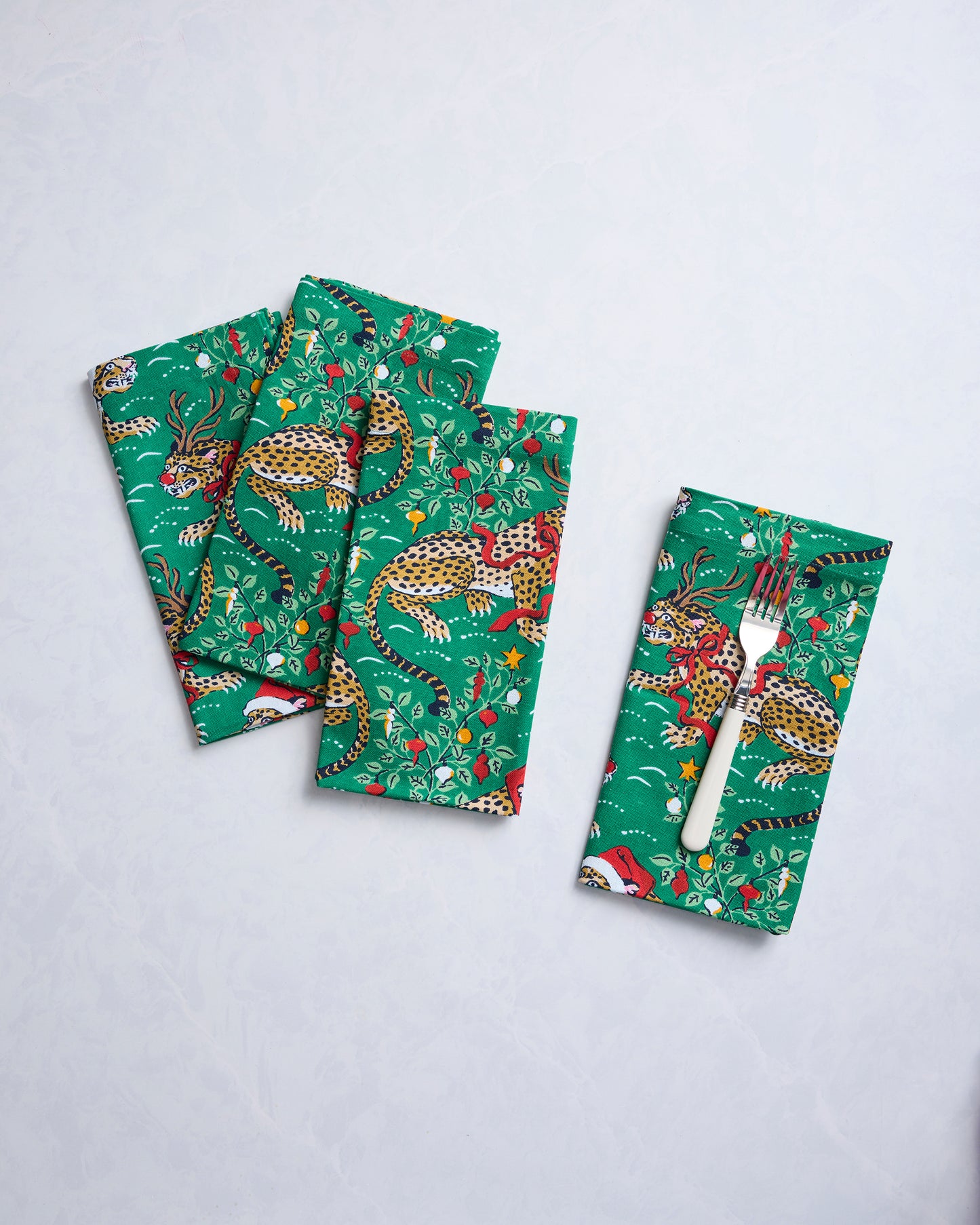 Very Merry Bagheera - Dinner Napkins Set of 4 - Mistletoe - Printfresh