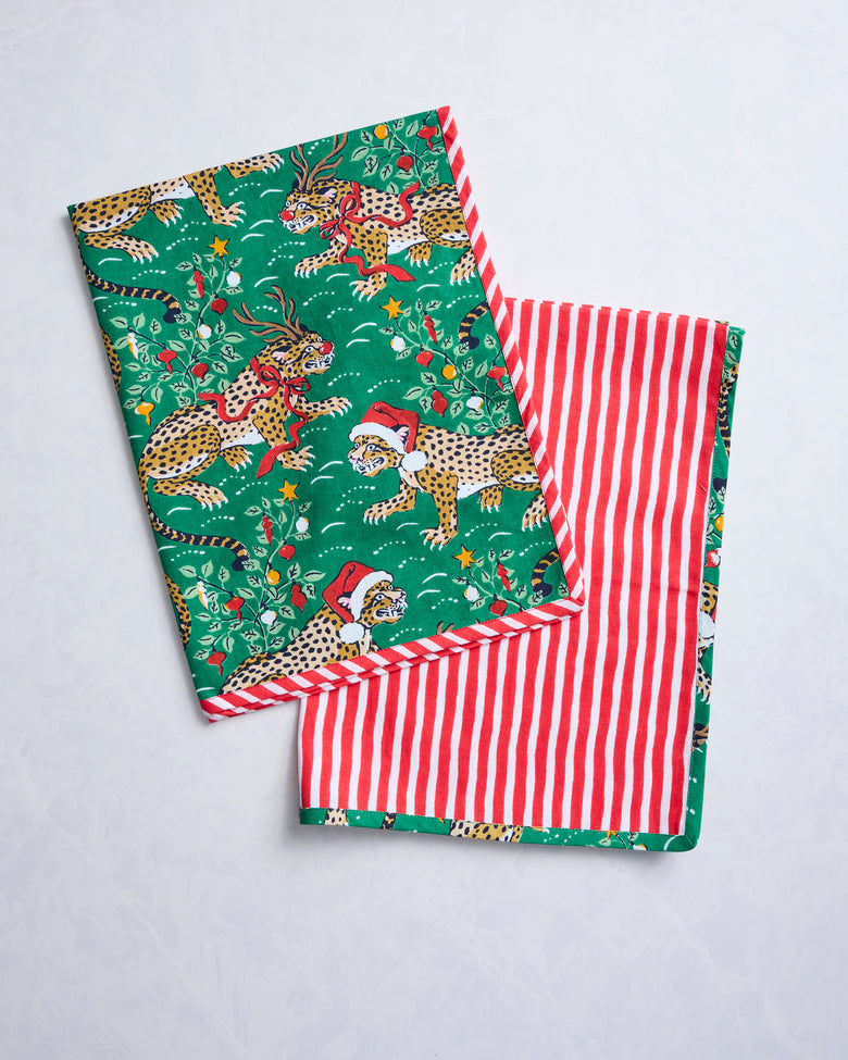 Very Merry Bagheera - Tea Towel Set of 2 - Mistletoe - Printfresh