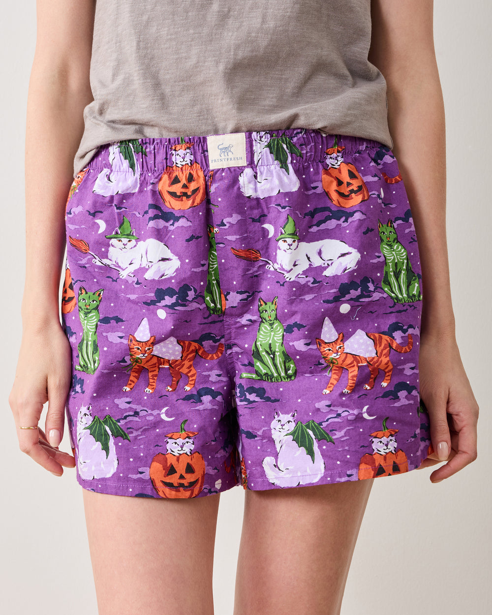 Halloween House Cats - Boyfriend Boxer - Purple Tonic - Printfresh