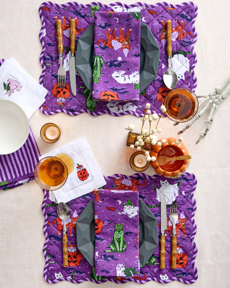 Halloween House Cats - Cocktail Napkins Set of 4 - Purple Tonic - Printfresh