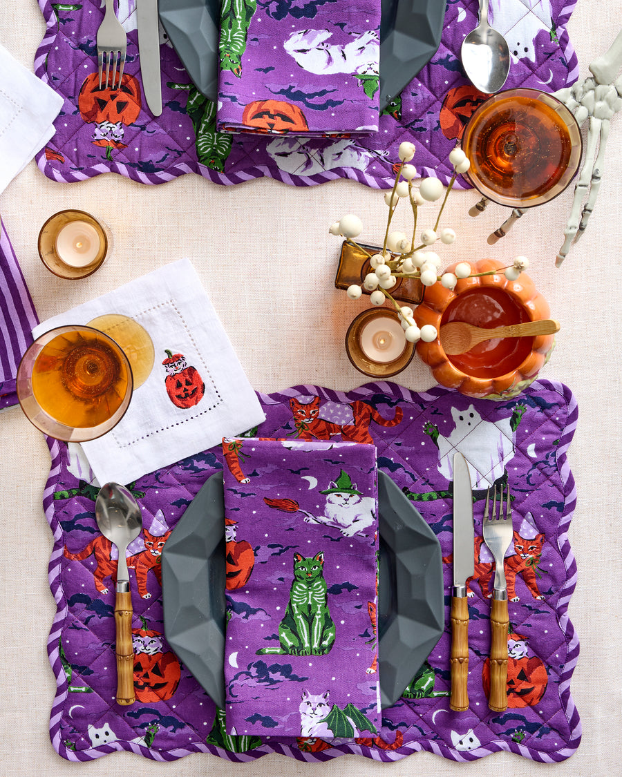 Halloween House Cats - Placemats Set Of 4 - Purple Tonic - Printfresh