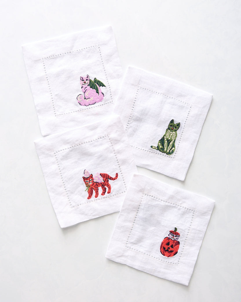 Halloween House Cats - Cocktail Napkins Set of 4 - Purple Tonic - Printfresh