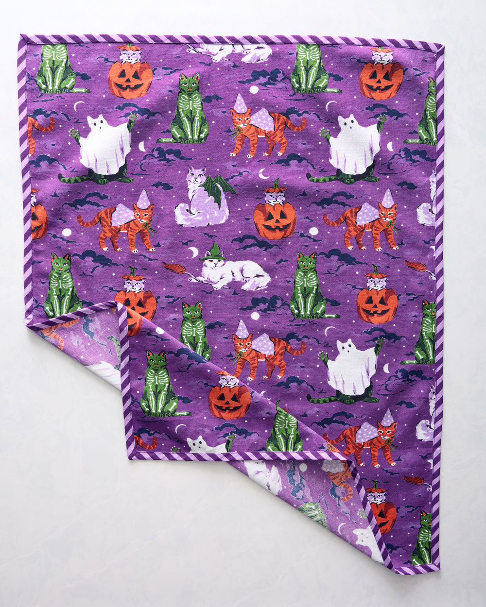 Halloween House Cats - Tea Towels Set Of 2 - Purple Tonic - Printfresh