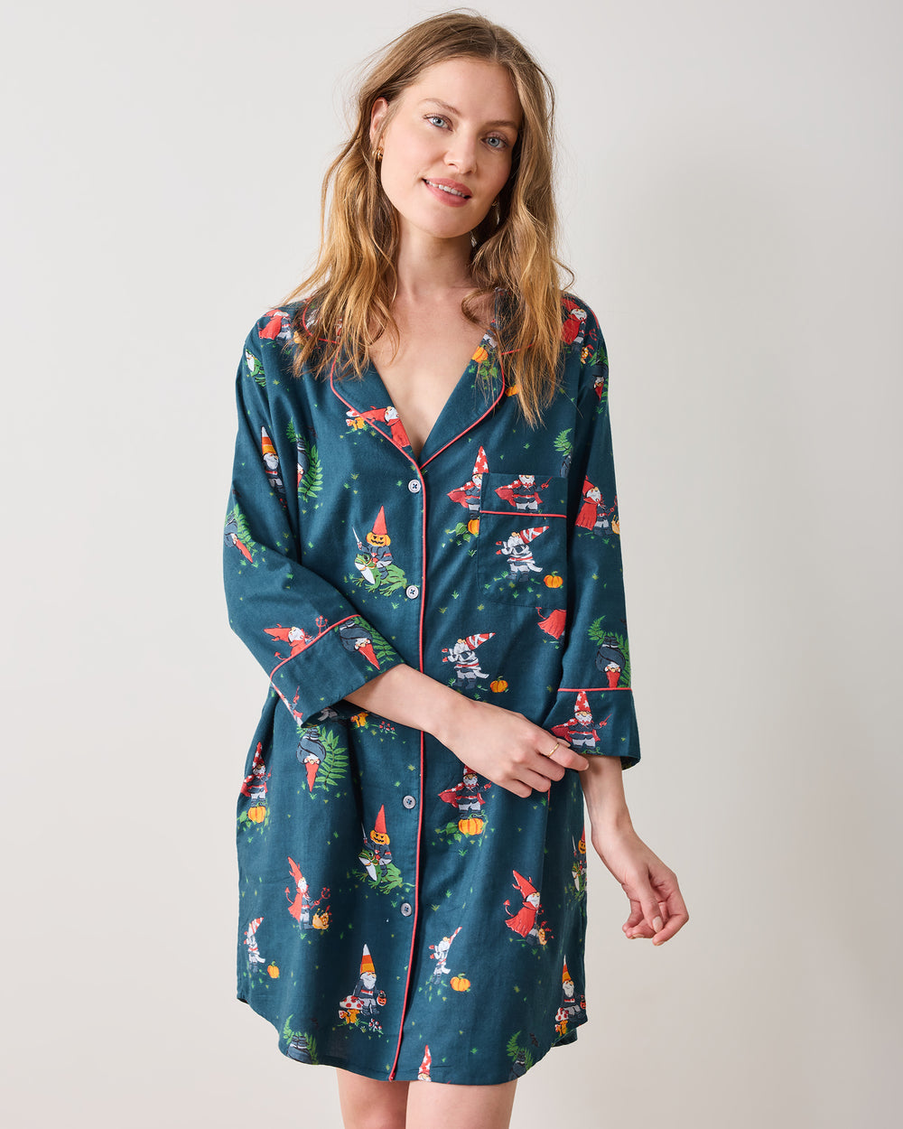 Mischief Night - Lightweight Flannel Sleep Shirt - Nightfall Blue - Printfresh