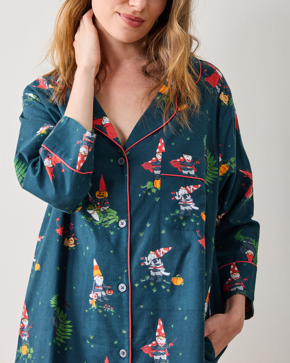 Mischief Night - Lightweight Flannel Sleep Shirt - Nightfall Blue - Printfresh