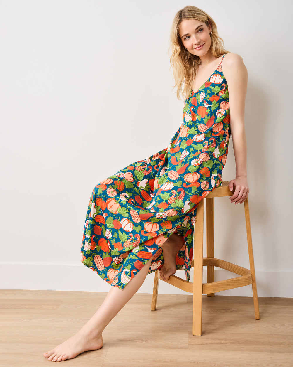 Pumpkin Patch - Eco Satin Chic to Sleep Nightie - Midnight Harvest - Printfresh