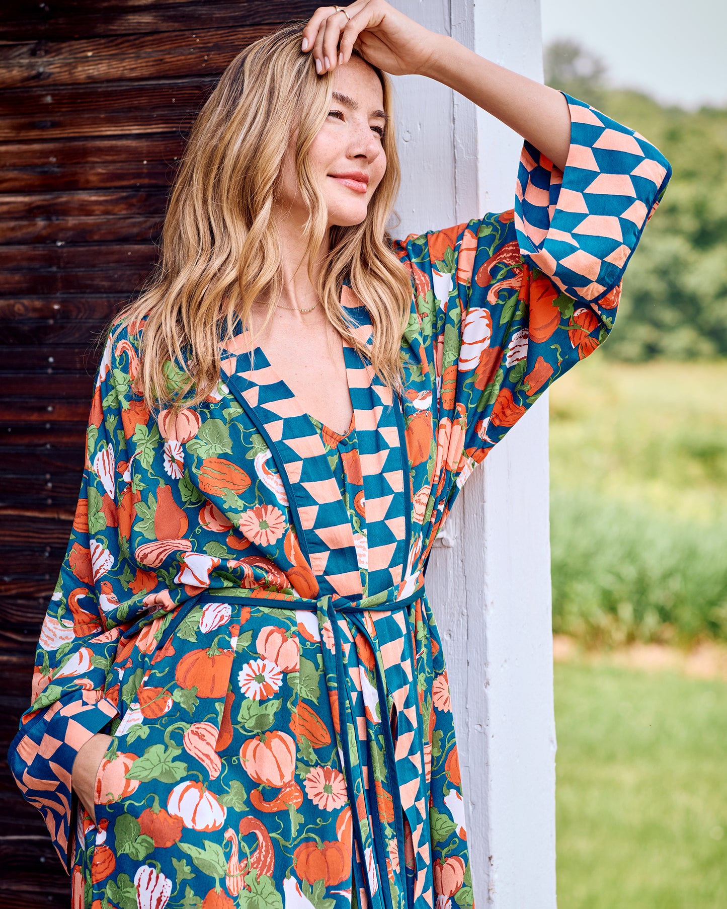 Pumpkin Patch - Eco Satin Robe - Midnight Harvest - Printfresh